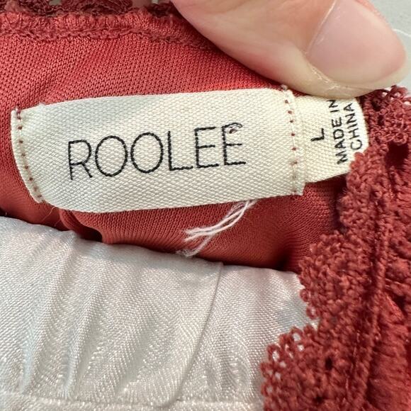 ROOLEE | Fiona Rust Red Crochet Lace Maxi Dress Boho Modest Style | Large - Picture 6 of 8